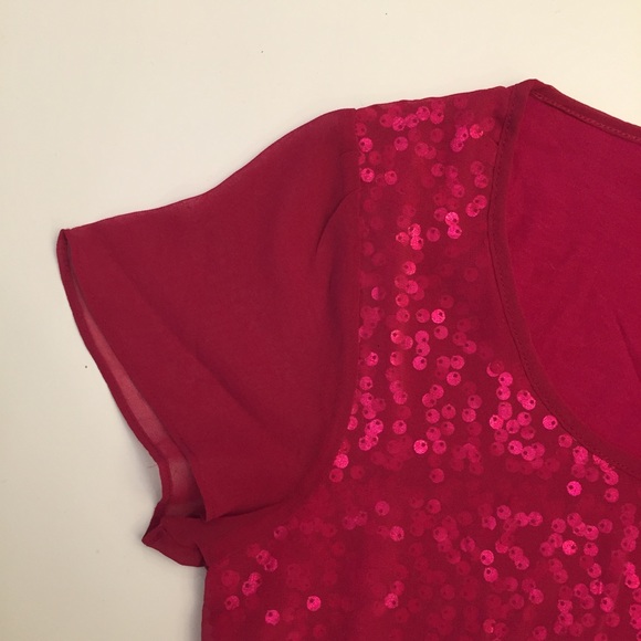 Hot Pink t-shirt with sequins - Picture 2 of 4